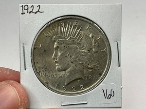 lot 160 image: 1922 Silver Peace Dollar