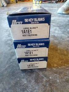lot 42 image: (3) Boxes Ilco Nickel Silver Key Blanks - 1A1E1
