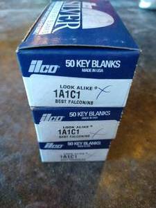 lot 50 image: (3) Boxes Ilco Nickel Silver Key Blanks - 1A1C1