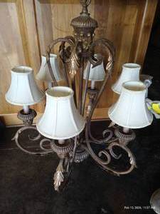 lot 88 image: 6-Light Antique Bronze Chandelier