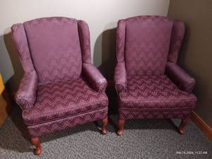 lot 90 image: Set of (2) Burgundy Occasional Chairs