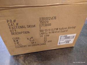 lot 62 image: 100 123 SJTW Yellow String Lights with Metal Guards - Unopened Box #3