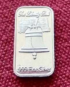lot 283 image: Liberty Bell 1 Gram Silver Bar