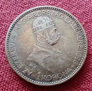 Neat 1896 Hungary Silver 1 Korona Coin
