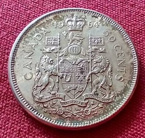 lot 300 image: 1964 Canada Silver 50 Cent Coin