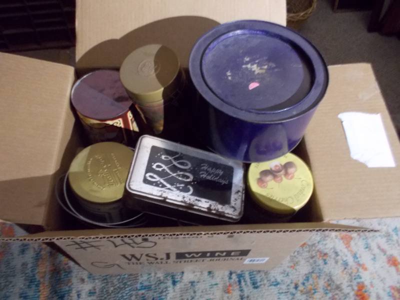 lot 240 image: Big Box Full Of Collectable Tins-Combined Lots