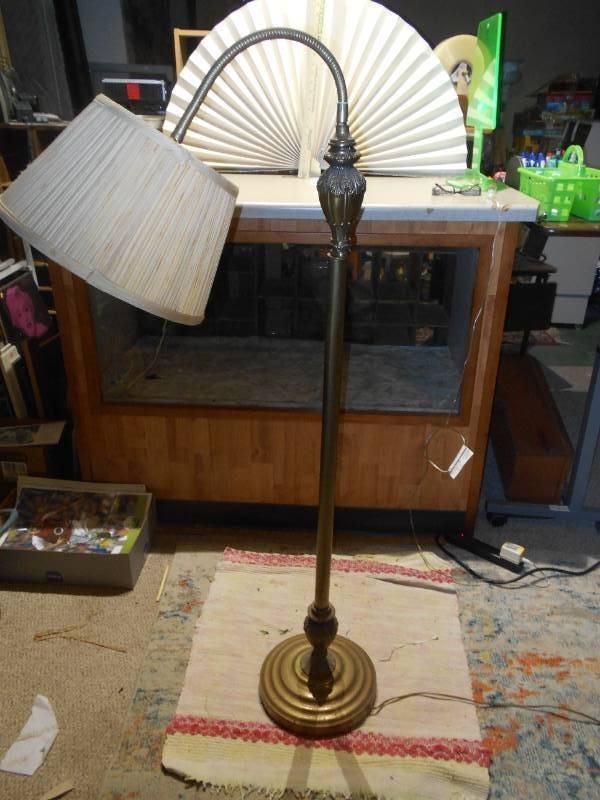 lot 190 image: This is a Stiffel brass gooseneck floor lamp