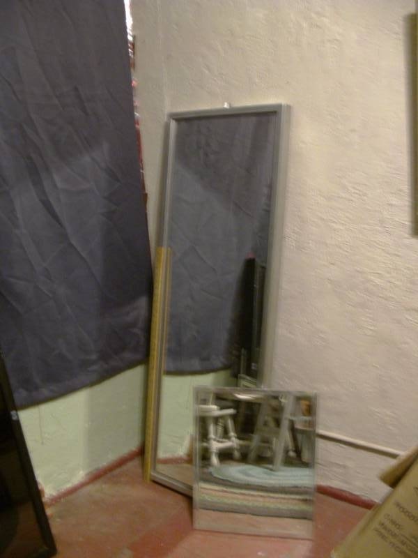 lot 300 image: rectangular floor mirror with a metallic frame