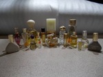 assorted vintage miniature perfume bottles