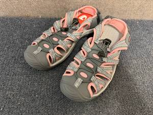 lot 57 image: Dannto Grey And Pink Sandals - Size 8.5