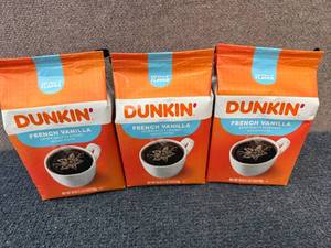 lot 205 image: 3 Bags Of Dunkin Fench Vanilla Coffee