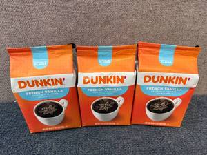 lot 206 image: 3 Bags Of Dunkin Fench Vanilla Coffee