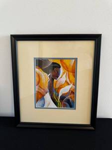 lot 21 image: NILO Signed Abstract Figure Framed Artwork - Modern Art Print