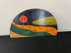 lot 47 image: KAKADU Abstract Landscape Wood Wall Plaque - Signed Lents 12 x 6 in