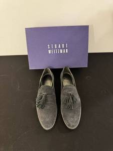 lot 68 image: Stuart Weitzman Gray Flannel Tassel Loafers - Size US 7