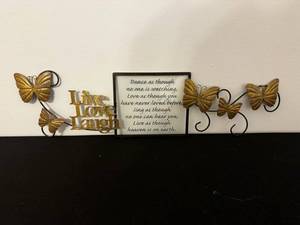 lot 76 image: Live Love Laugh Wall Art with Butterfly Accents