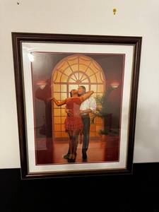 lot 81 image: DeLancey Dance Print - Framed Romantic Couple Artwork