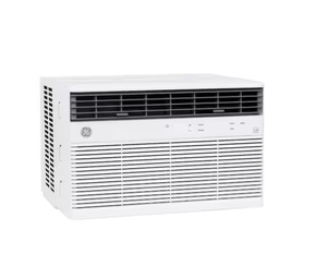 lot 7 image: GE 14,000 BTU 115V Window Air Conditioner Cools 700 Sq. Ft. with SMART technology, ENERGY STAR and Remote in White Model # AHTK14AAQ1 (Minor Transit Damage, See Photos)