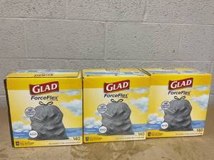 lot 108 image: LOT OF 3 Glad Force Flex Tall Kitchen Trash Bags