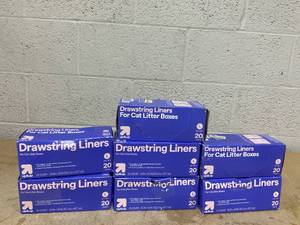 lot 112 image: LOT OF 7 up&up Large Drawstring Liners For Cat Litter Boxes 30x18in