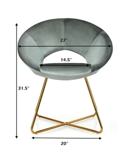 lot 37 image: Costway Modern Velvet Accent Chair with Golden Metal Legs, Grey