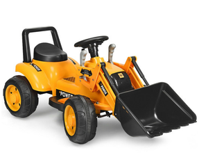 lot 39 image: Costway 6V Battery Powered Tractor For Kids, Tractor With Digger