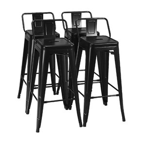 lot 42 image: Sumyeg 30 Inch Set of 4 Metal Counter Height Barstools 4 -Set Black 30.0-in H Bar height Square seat Stackable Metal Bar Stool and Back