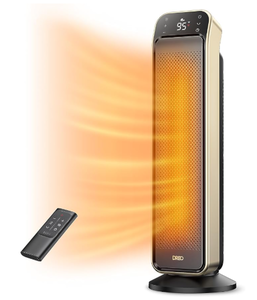 lot 78 image: DREO Space Heater Indoor, 25 11.5fts Fast Portable Room Heater with Remote and Thermostat, 3 Modes, Overheating & Tip-Over Protection, Electric Heaters for Indoor Use Large Room, Bedroom, Gold