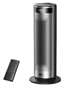 lot 79 image: Dreo - 20 Portable Ceramic Space Heater for Home, 70° Oscillation, 12H Timer and Thermostat, 3 Heat Levels, Solaris 628 - Silver