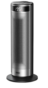 lot 80 image: Dreo - 20 Portable Ceramic Space Heater for Home, 70° Oscillation, 12H Timer and Thermostat, 3 Heat Levels, Solaris 628 - Silver (Missing Remote)