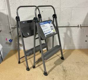 lot 96 image: LOT OF 2 Cosco 2 Step Folding Step Stool, Lightweight, Locks In Position, Up To 225lb