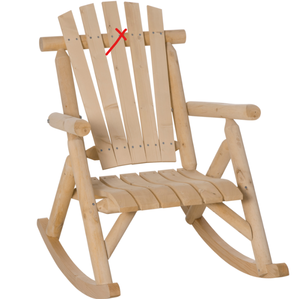 lot 290 image: Outsunny Outdoor Wooden Rocking Chair, Single-Person Rustic Adirondack Rocker with Slatted Seat, High Backrest, Armrests for Patio, Garden and Porch, Natural (Missing Part B)