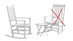 lot 291 image: Outsunny Outdoor Rocking Chair with Side Table, Patio Wooden Rocking Chair with Smooth Armrests, High Back for Garden, Balcony, Porch, Supports Up to 352 lbs. , White (Missing 1 Chair, Minor Transit Damage)
