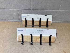 lot 198 image: LOT OF 2 Brightroom Mixed Material 4 Hooks Rail Matte Black on Light Wood Wall Mounted Decorative Rack, Iron & Rubberwood