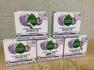 lot 250 image: LOT OF 5 Seventh Generation Laundry Detergent Sheets - Fresh Lavender - 32ct