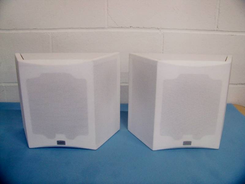 lot 14 image: (2) Phase Technologies V-Surround-II 2-Way Switchable BipoleDipole Surround Speakers - White - NEW IN BOX