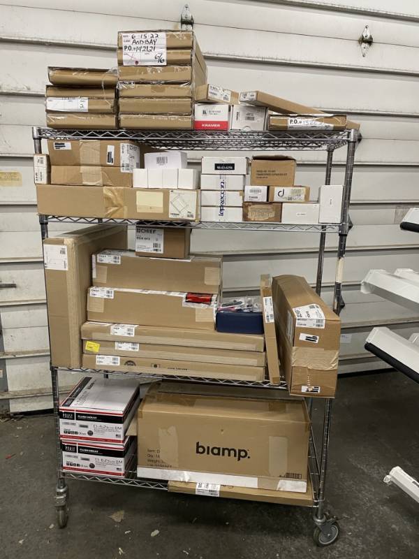 lot 89 image: LARGE Lot of Miscellaneous New & Open Box Professional Audio and Video Items and Equipment
