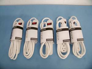 lot 73 image: (5) Belkin 6-Outlet Power Strips - White - NEW IN PACKAGING