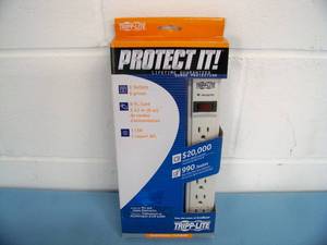 lot 74 image: TRIPP-LITE TLP608 6-Outlet Surge Suppressor  Protector Strip - NEW IN PACKAGING