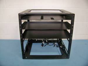 lot 84 image: Middle Atlantic 10U Audio Video (AV) Rack with miscellaneous cables included