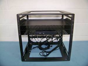 lot 85 image: Middle Atlantic 10U Audio Video (AV) Rack with miscellaneous cables included