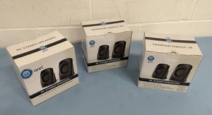 lot 128 image: (3 Pairs) - NEW IN BOX - ONN - Compact High-Quality USB-Powered Audio PC Stereo Speakers