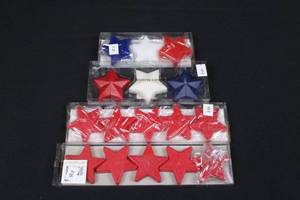 lot 17 image: Patriotic Star Floating Candles - Red, White & Blue 3-Pack