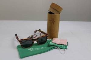 lot 136 image: Pelican Sunglasses - Wooden Sunglasses Collection, Multicolor Striped Frame