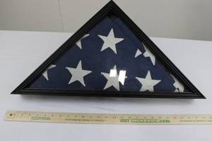 lot 143 image: American Flag in Black Triangular Display Frame
