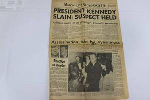 Mason City Globe-Gazette Front Page - President Kennedy Slain