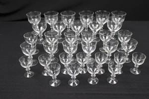 lot 146 image: Crystal Goblets Set - 34-Piece Assortment (11 Small, 12 Medium, 11 Large)