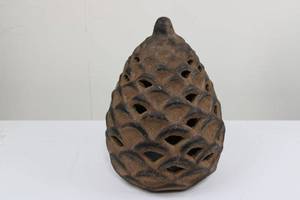 lot 153 image: Terracotta Pinecone Sculpture - Perforated Decorative Accent