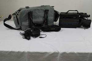 lot 156 image: Panasonic OmniMovie HQ Camcorder with PV-A22MC AC Adaptor, Battery & Bag