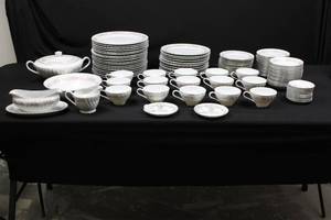 lot 169 image: China Dinnerware Set - Pink Rose Floral Pattern, Made in Japan (112 piece set)